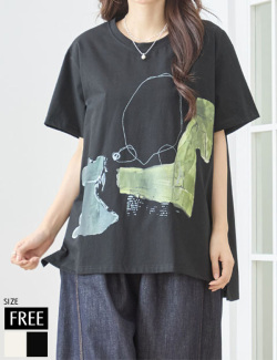 【7/23 20:00まで早割価格】アートスケッチプリントバックパネルトップス(N12-1806)