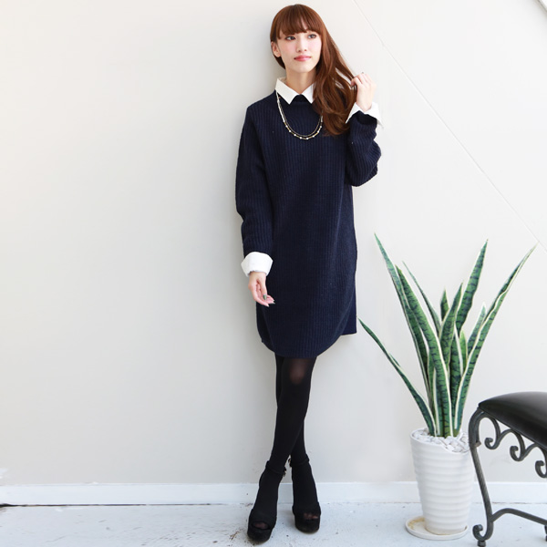 Cloche ボトルネックニットワンピース 552