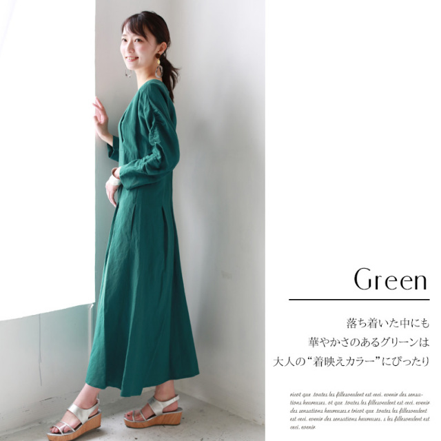 ワンピース 特別価格 812 Buyer S Select 日本製 タックスリーブリネンワンピース 18 A W