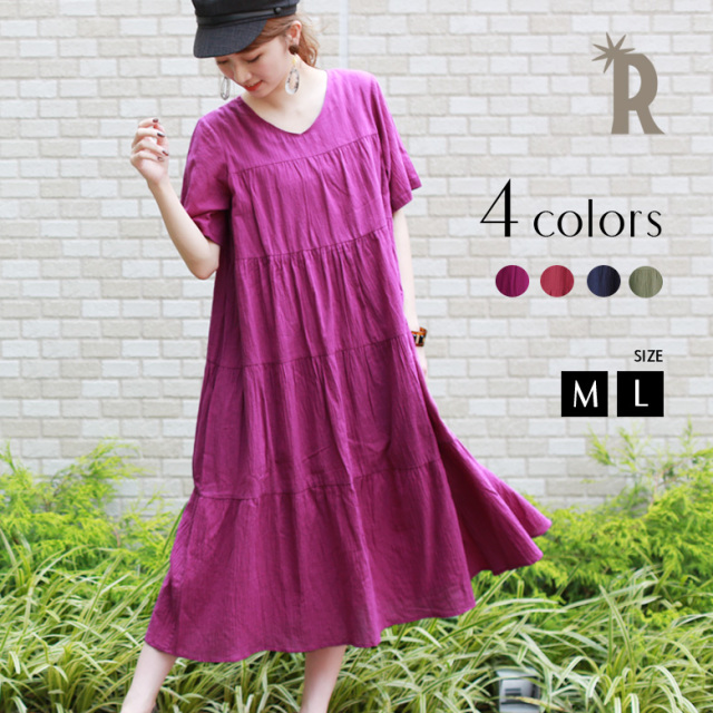 Real Cube ティアードエアリーワンピース リボン付き