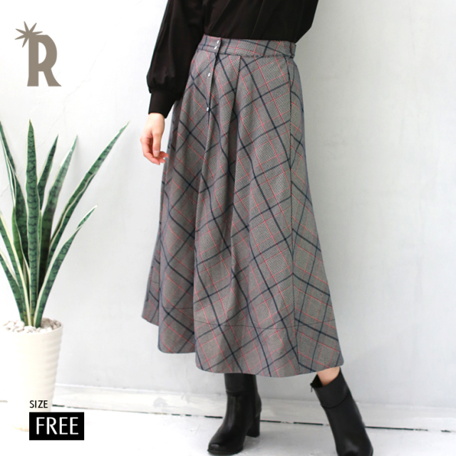 ボトムス Huitieme Nid グレンチェックフレアスカート 18 A W ボトムス Huitieme Nid グレンチェックフレアスカート 18 A W