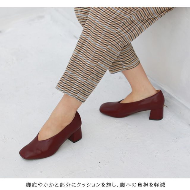 REAL CUBE Vカットスクエアトゥパンプス(ST917031)
