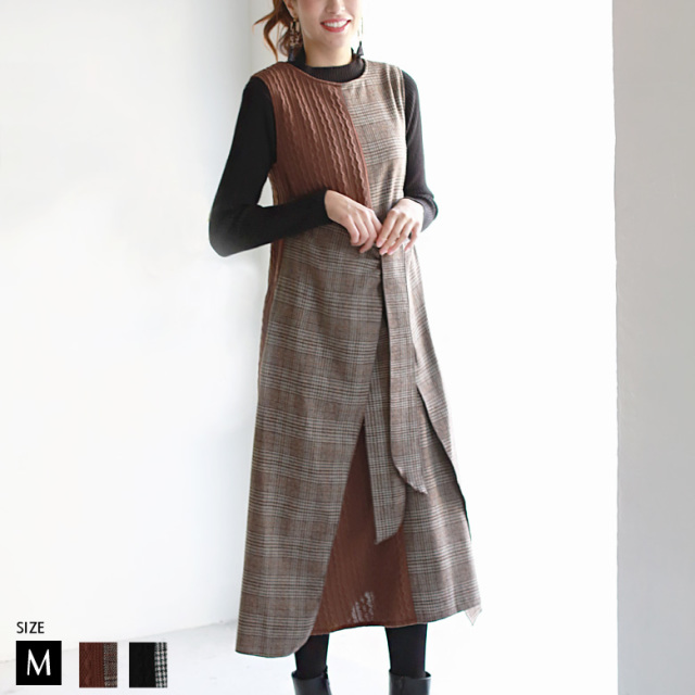 ワンピース 特別価格 Lupino チェック ニットワンピース 19 A W