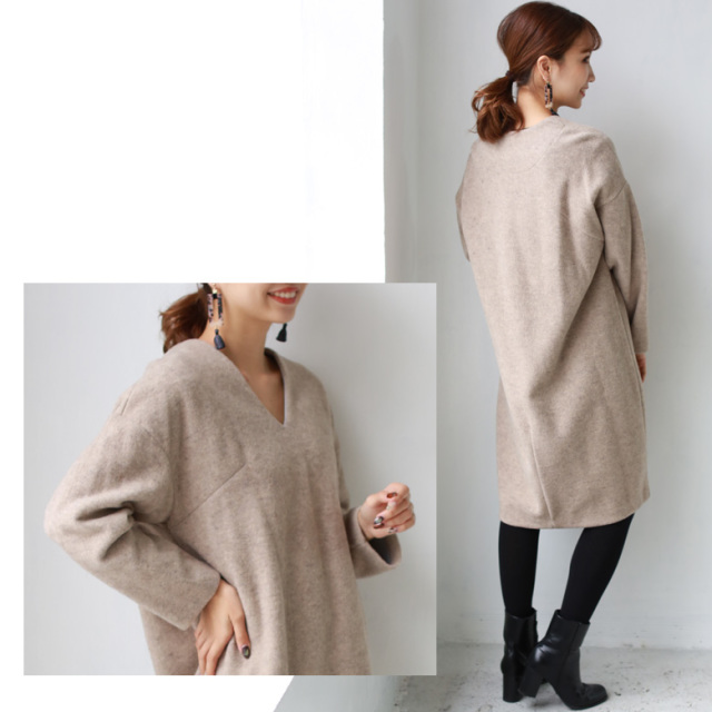 ワンピース 特別価格 872 Cloche Vネック起毛ワンピース 19a W