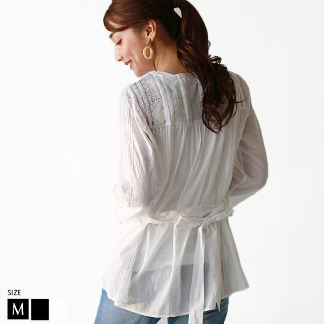 トップス Wta97 Hunch リバーレースコットンブラウス メール便配送