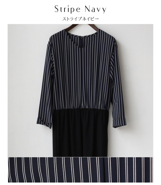 【特別価格】QTUME 切替Vネックワンピース (010-21004/010-21005)