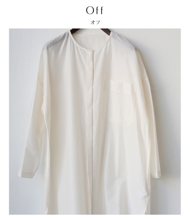 【特別価格】Buyer's select 日本製 ワッシャー加工ノーカラーブラウス (012-64504)