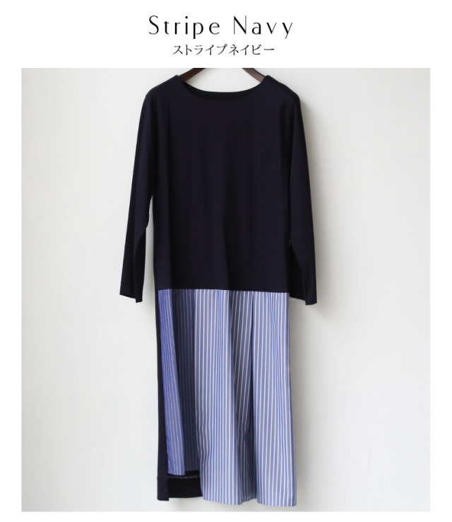 【特別価格】 Buyer's select 日本製 2way異素材切替ワンピース (012-61504/012-61505)