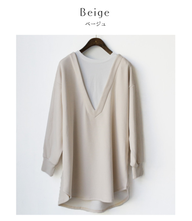 Hunch 裏起毛ロングTシャツレイヤードプルオーバー(WTS7632)