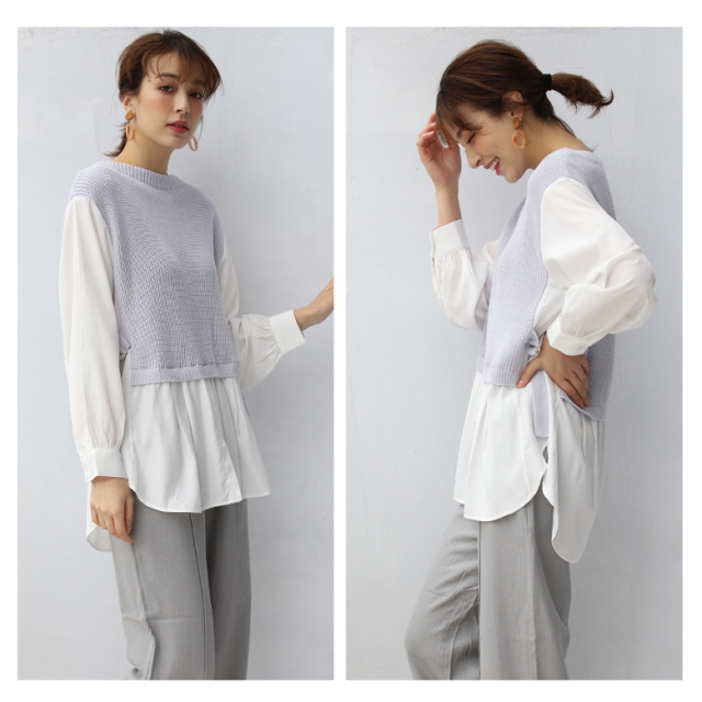 huitiemenidニットベストレイヤードトップス(732904)(732905) huitiemenidニットベストレイヤードトップス(732904)(732905)