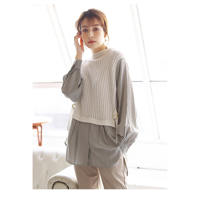 huitiemenidニットベストレイヤードトップス(732904)(732905) huitiemenidニットベストレイヤードトップス(732904)(732905)