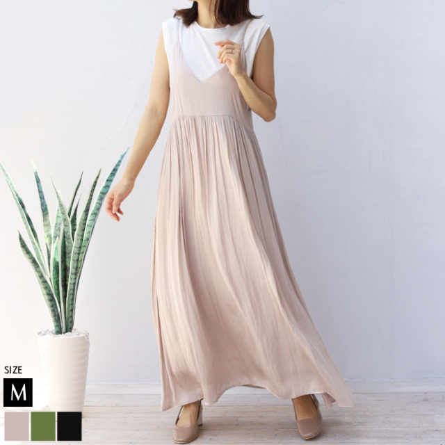 消しプリーツサテンキャミワンピース 112