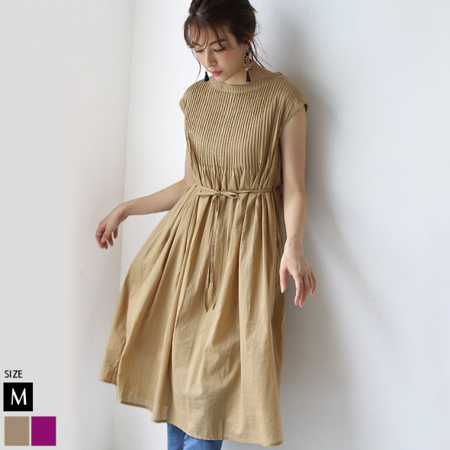 ハンドメイド ピンタックフレンチスリーブワンピース Woa9841