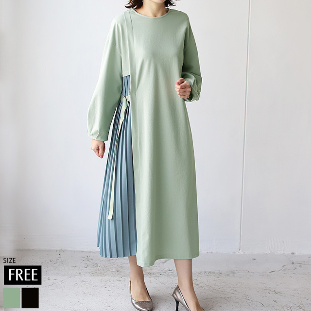 サイドプリーツワンピース(252-25118) 
