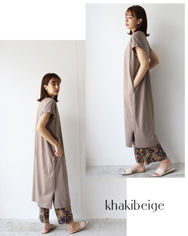 Vネックカットソーワンピース Bs 527