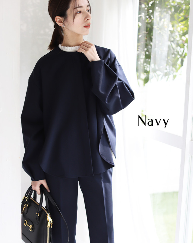 ノーカラー比翼ブラウスジャケット(a52-011)