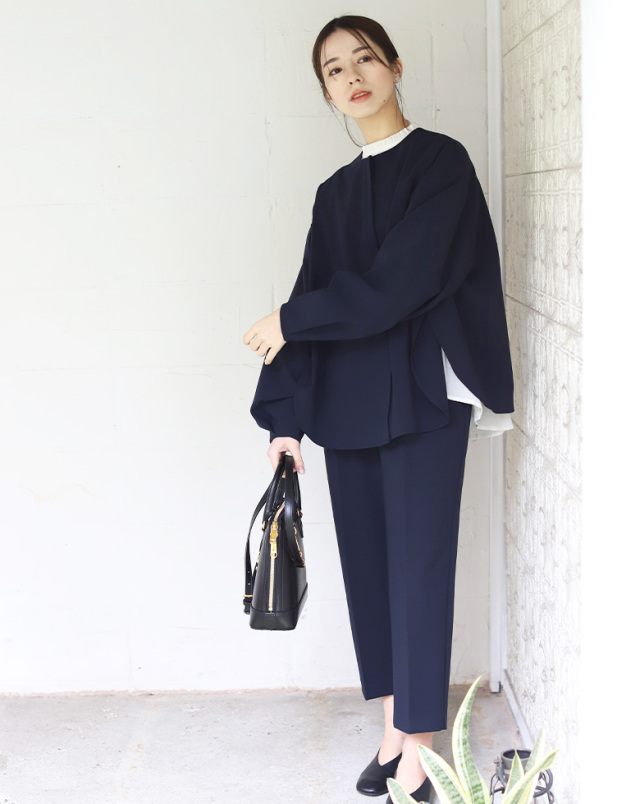 ノーカラー比翼ブラウスジャケット(a52-011)