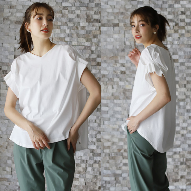 ホワイト フリル付き Tシャツ each alchemist tシャツ チュールフリルビスチェ付Tシャツ レディース
