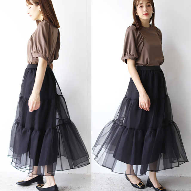 kmama◡̈⃝︎⋆︎*様　RDティアードブルー テチチ テラス Te chichi TERRASSE シアーチェックフレア
