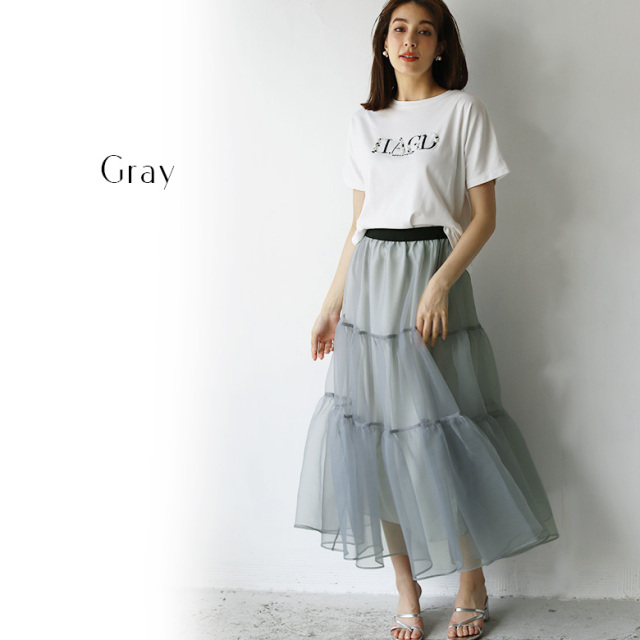 めぐみさま専用新品！シアーオーガンジーティアードスカート 再販】シアーオーガンジーティアードスカート | SKIRT | anana
