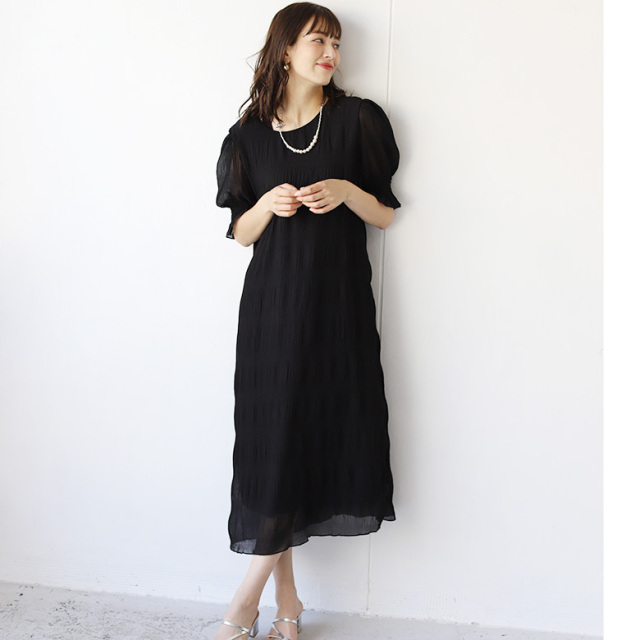 シャーリングギャザーワンピース(3608)