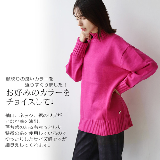 ミディ丈ソフトプチハイネックニット(31869C)