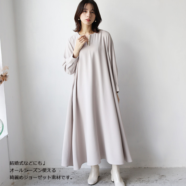 美品 ワンピース 全91巻 セット パールネックジョーゼットワンピース(KY-0006)