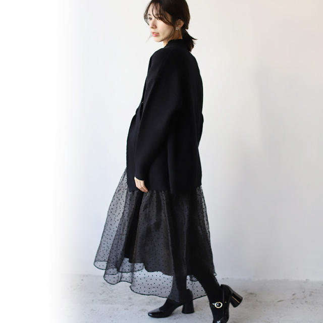 Vin フロッキードットオーガンジーティアードスカート Vin フロッキードットオーガンジーティアードスカート Vin