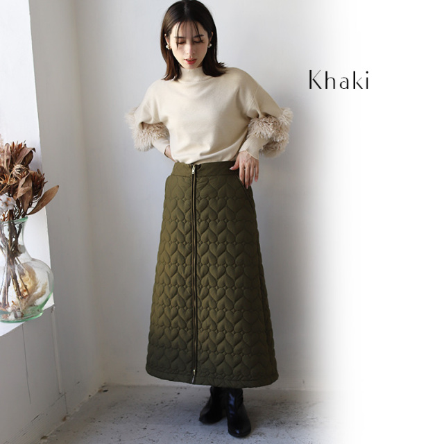 エレッセ キルティング スカート ハートキルティングAラインスカート(D8169)