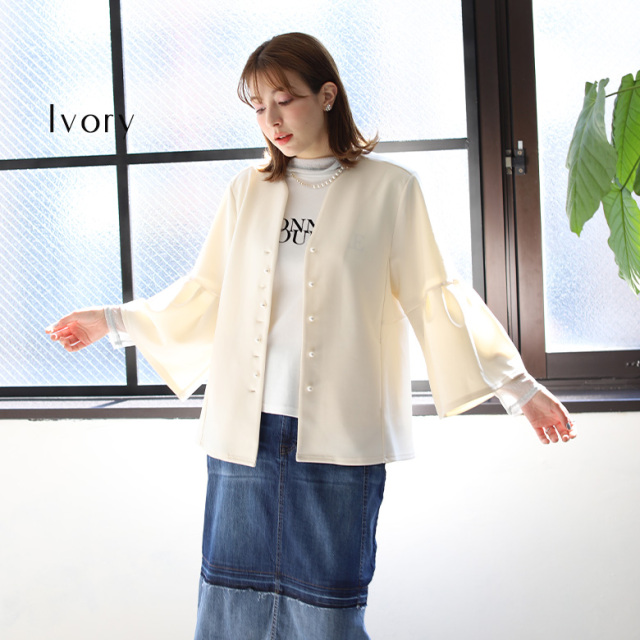 パールボタンベルスリーブジャケット(32055J)