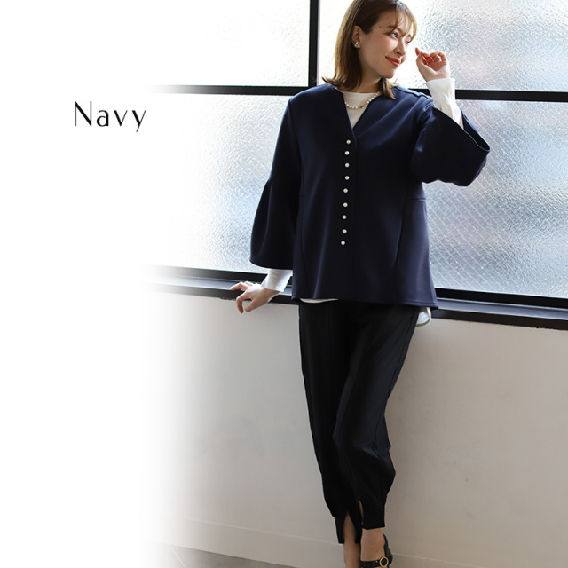 パールボタンベルスリーブジャケット(32055J)