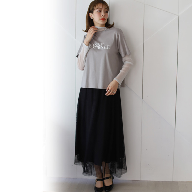 ラメチュールレイヤードロングTシャツ(51861R)