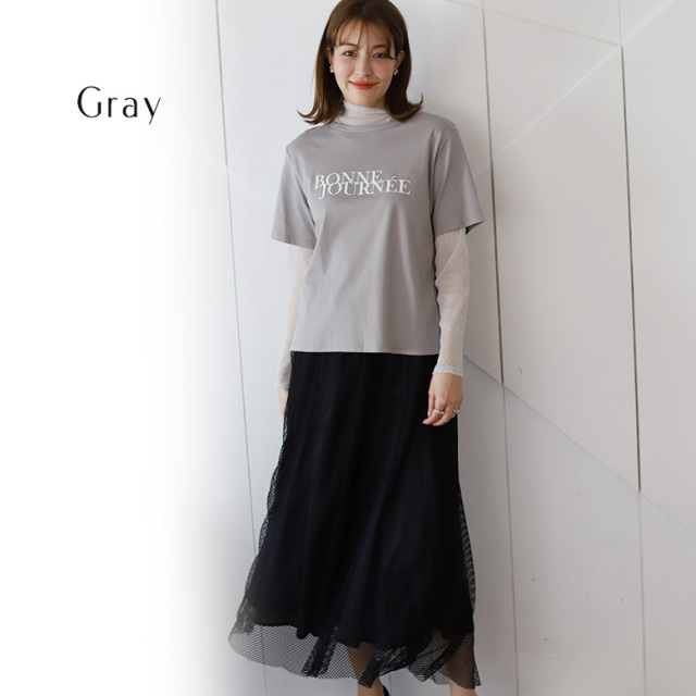 ラメチュールレイヤードロングTシャツ(51861R)