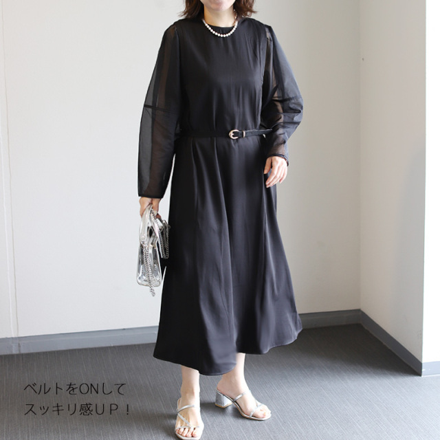 シアーボリュームスリーブワンピース(293-31010) 