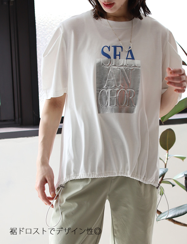 箔プリントロゴタックスリーブTシャツ(35-0478)