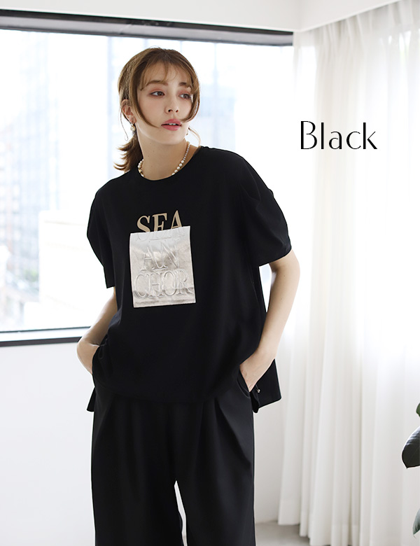 箔プリントロゴタックスリーブTシャツ(35-0478)