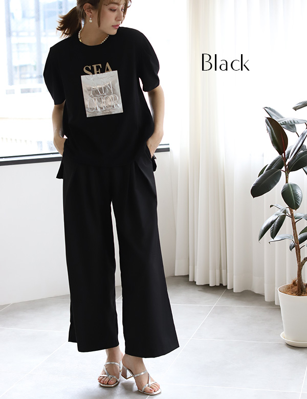 loin. ロワン 雑誌掲載 ミドルタックパンツ 洗える ブラック loin. ロワン 雑誌掲載 ミドルタックパンツ 洗える ブラック loin