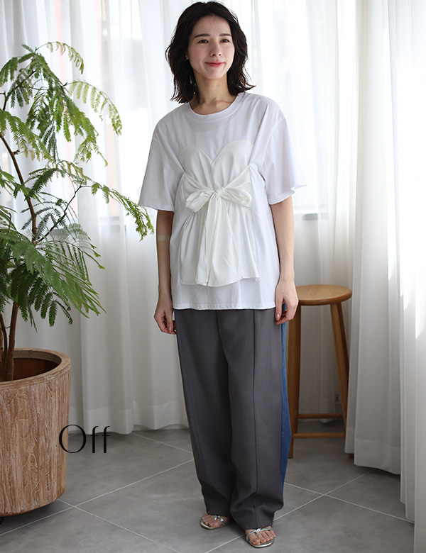 トップス CEEKAY ビスチェ風サテンドッキングトップス(KY-4287)