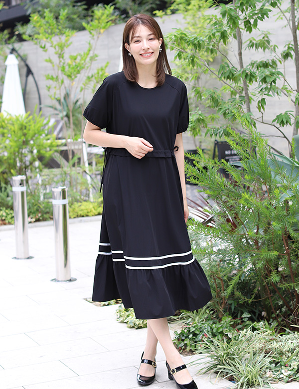 裾グログランテープフレアワンピース(KY-4807)