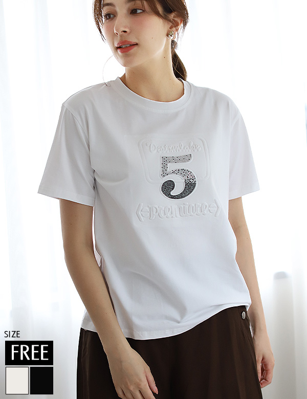 エンボスラインストーンTシャツ(KY-4233)