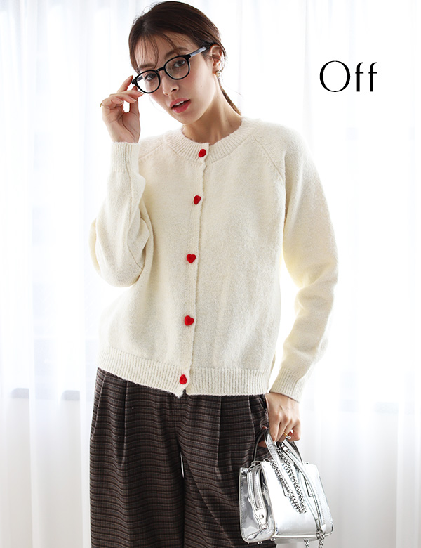 ハートボタンニットカーディガン(KY-4889)