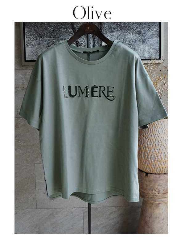 コットンスタッズミックス刺繍ロゴTシャツ(45-0614)