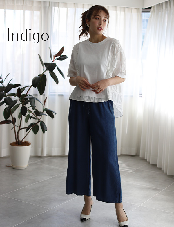 とろみワイドデニムパンツ(KY-5216)