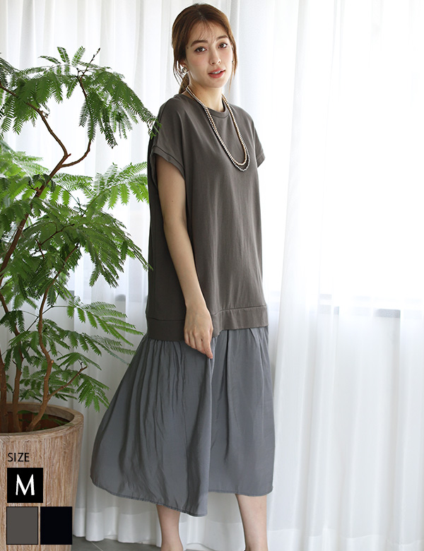 コットンチュニックドッキングワンピース(980-23163)