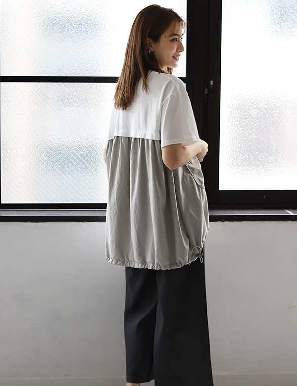 裾ドロスト異素材ポケットトップス(980-23175)