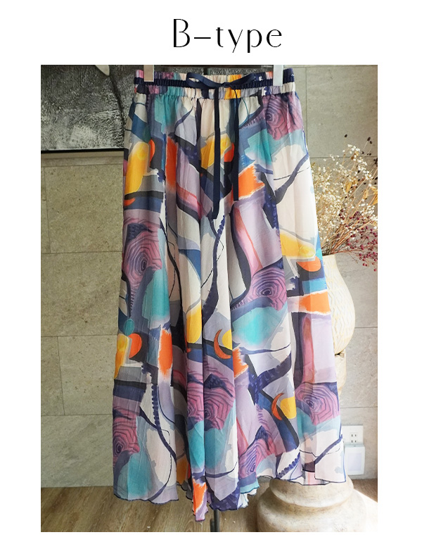 ルネ　シフォンスカート CURRENTAGE/NINA シルクシフォン ウールコンビスカート