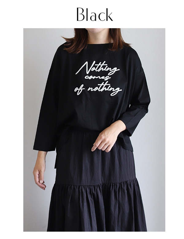 ブラシロゴ刺繍シルケットトップス(25-0633)