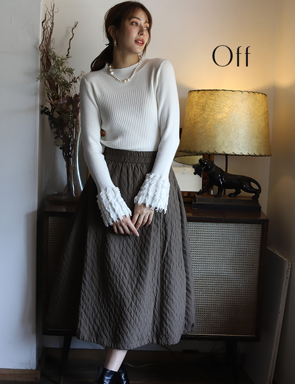 フリンジスリーブリブニット(32672L)