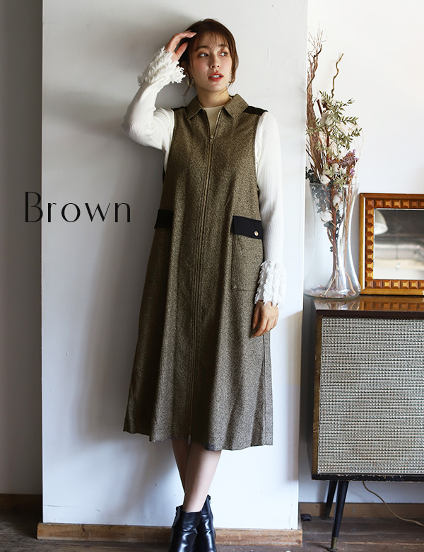 バイカラーメランジジレワンピース(32609F)