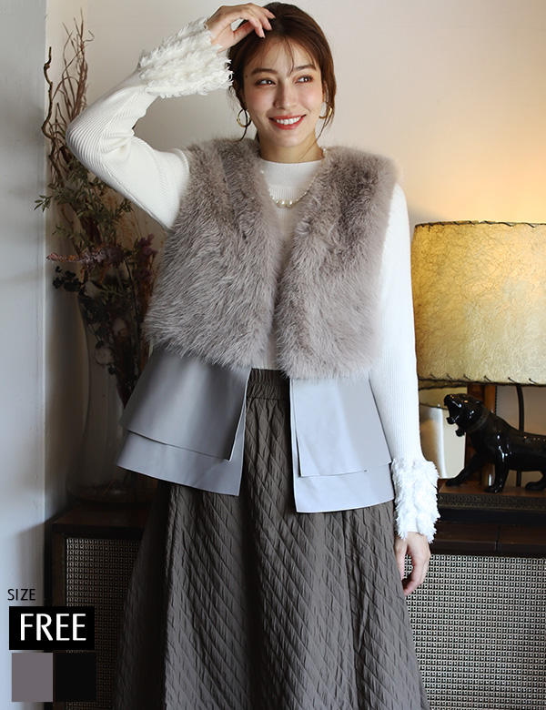 ファーエコレザーベスト(KY-5563)